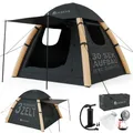 Produktbild: JUSKYS® Aufblasbares Camping Zelt EasyFlow M - 3 Personen Campingzelt mit Vordach, wasserdicht, UV-Schutz LSF 50, inklusive LED-Lampe & Zubehör