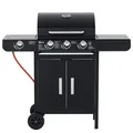 Produktbild: Gasgrill BBQ Grillwagen mit 4 Brennern Schrank Multifunktion Metall Schwarz
