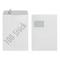 Produktbild: Herlitz Versandtasche C4 90 g Haftklebend mit Fenster, 100 Stück mit Innendruck in Folienpackung, eingeschweißt, weiß (100 Stück)