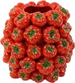 Produktbild: Handgefertigte, stylische rote Vase aus Steingut mit naturgetreuen TOMATEN
