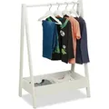 Produktbild: Kleiderständer Kinder, Hxbxt 99 X 64,5 X 42,5 Cm, Kleiderstange Mit Ablage, Kinderzimmer, Standgarderobe, Weiß - Relaxdays