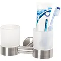 Produktbild: Bremermann Zahnputzbecher PIAZZA Doppel-Glasbecherhalter, Wandhalterung, satiniertes Glas, 17,5 x 10,5 x 11 cm