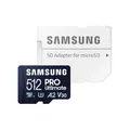 Produktbild: Samsung PRO Ultimate 512 GB microSD-Speicherkarte mit SD-Karten-Adapter MB-MY512SA/WW
