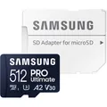 Produktbild: SAMSUNG PRO Ultimate microSD 512 GB, Speicherkarte, dunkelblau