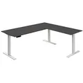 Produktbild: Kerkmann Move 3 elektrisch höhenverstellbarer Schreibtisch anthrazit L-Form, T-Fuß-Gestell weiß 180,0 x 80,0 cm