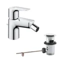 Produktbild: GROHE StartEdge, Bidetarmatur, wassersparend (WC Dusche für die Toilette im Bad, Kugelgelenk-Mousseur, mit Zugstangen-Ablauf, 13cm hoch, mit 3in1 Werkzeug, einfache Installation), chrom, 23345001