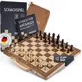 Produktbild: Falkenwerk Spiel magnetisches Schachspiel aus Holz [38x38 cm], Spielfiguren aus Echtholz mit Magnetfuß & Filz, Ratgeber & Tragetasche schwarz|weiß