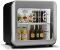 Produktbild: Klarstein Audrey Evo Getränkekühlschrank Mit Glastür - 46L Mini-Kühlschrank, Retro-Design, Doppelt Verglaste Tür, LED-Beleuchtung, 0-10 °C, , Silber