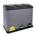 Produktbild: SVITA TC3X15 Treteimer 45 Liter Grau 3X 15L dreifach Abfalleimer 3er-Mülleimer Mülltrennung Küchen-Eimer