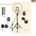 Produktbild: Dimmbares 10 Zoll Ringlicht mit stabilem Stativ für  Selfies und Videos