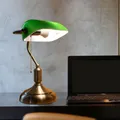 Produktbild: LED Vintage Stand Tisch Leuchte Banker Glas Lampe grün Wohn Zimmer Beleuchtung