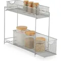 Produktbild: Küchenschrank Organizer, Ausziehbares Unterschrank Regal, 2 Schubladen, Metall, Hbt: 40 X 15 X 46 Cm, Silber - Relaxdays