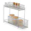 Produktbild: Relaxdays Küchenschrank Organizer, ausziehbares Unterschrank Regal, 2 Schubladen, Metall, HBT: 40 x 15 x 46 cm, Silber