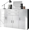 Produktbild: Vladon Highboard Aron Anrichte mit 2 Schubladen und 4 Türen mit insgesamt 8 Fächer dahinter, Anthrazit matt/Weiß Hochglanz (166,5 x 106,5 x 35 cm)