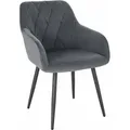 Produktbild: 1x Esszimmerstuhl Mit Armlehne Rückenlehne, Stuhl Im Esszimmer Mit Samtbezug, Bequemer Polsterstuhl, Küchenstuhl Mit Metallbeinen, Dunkelgrau - Woltu