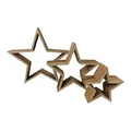 Produktbild: Holzstern Deko Set 3 Stück Natur oder Weiß Weihnachtsdekoration 30 cm 22 cm 17 cm (natur)