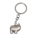 Produktbild: TROIKA Schlüsselanhänger Nashorn – HAPPY RHINO – Rundliches, gut gelauntes Rhinozeros, Schlüsselring Keychain Tier niedliches Geschenk – Metallguss – verchromt – gunmetal Original