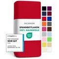 Produktbild: Jacobson Spannbettlaken aus 100% Baumwolle, Jersey Bettlaken 160 g/m2, Spannbetttuch mit Gummizug, OEKO-TEX®, pflegeleicht, viele Farben rot 140 - 160 cm x 200 cm