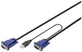 Produktbild: Digitus KVM Adapterkabel [1x USB-A, VGA - 1x VGA] 3.00m Schwarz