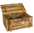 Produktbild: Kistenkolli Altes Land Allzweckkiste Holztruhe Hugo geflammt mit Deckel Holzkiste Schatzkiste Hochzeitskis (Spar-Set)