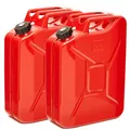 Produktbild: BW® Benzinkanister Metall 2x 20 Liter mit Schraubverschluss - Kraftstoffkanister Rot - RAL 3000 - TÜV-geprüft und UN-Zulassung - 0,9mm Stahl nach DIN 7274 - Made in Europe