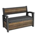 Produktbild: Keter Gartenbank mit Stauraum 227 l, Holzoptik Walnuss, wetterbeständig, Sitzbank für 2 Personen, abschließbar, 151,7 x 72,5 x 70 cm
