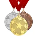 Produktbild: Larius Gewinner Medaillen 3er-Set – Metallmedaillen für Sport & Wettbewerbe, Fussball 1 2 3 Platz