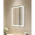 Produktbild: VEVOR LED-Badezimmerspiegel Kosmetikspiegel (50 x 70 cm) mit Front- und Hintergrundbeleuchtung, beschlagfreier Spiegel, stufenlos dimmbarer Badezimmerspiegel mit 3 Farbtemperaturen, Wandmontage