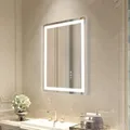 Produktbild: VEVOR LED-Badezimmerspiegel Kosmetikspiegel (50 x 70 cm) mit Front- und Hintergrundbeleuchtung, beschlagfreier Spiegel, stufenlos dimmbarer Badezimmerspiegel mit 3 Farbtemperaturen, Wandmontage