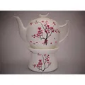 Produktbild: TeaLogic Teekanne Cherry Blossom KIRSCHBLÜTE mit Stövchen, weiß rosa, Porzellan