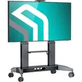 Produktbild: ONKRON TV Ständer rollbar für 70-110 Zoll, bis 130 kg, höhenverstellbar, max 1000x600 VESA, TV Wagen mit Rollen, Aluminium Schwarz TS2821-B