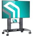 Produktbild: ONKRON TV Ständer rollbar für 70-110 Zoll Fernseher, max Last 145 kg, professioneller, mobiler TV Rollwagen höhenverstellbar, max VESA 1000x600 Aluminium Fernsehständer mit Rollen Schwarz TS2821-B