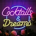 Produktbild: Cocktails & Dreams Neon Schild,Cocktails Neon Sign für Neonlicht Wanddekoration,Leuchtschriftzug Schriftzug mit USB für Schlafzimmer,Bar,Schaufenster,Hotel,Hausbar,Verein,Kommerzielles Schaufenster
