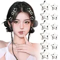 Produktbild: BOFUNX 12 Stücke Stern Haarspangen Silber Y2K Haarschmuck Pentagramm Hair Clips für Mädchen und Frauen, 2 Größe 3cm 4cm