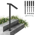 Produktbild: VEVOR Handlauf  95CM Höhe Schmiedeeisenhandlauf Belastbarkeit 91KG Rundrohr, Eingangsgeländer Formschön Schwarz Zwei-Treppen Treppengeländer Edelstahl Geländer für Außentreppen