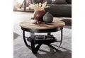 Produktbild: FINEBUY Couchtisch FB63625 60 cm Wohnzimmertisch Holz Massiv Tisch Wohnzimmer (60x34x60 cm Mango Massivholz Metall Schwarz Rund), Sofatisch mit Stauraum, Wohnzimmertisch Industrial