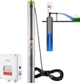 Produktbild: VEVOR Tiefbrunnen-Tauchpumpe, 2200 W, 230 V, 9,8 m³/h Durchfluss, 144 m Förderhöhe, mit 19,4 m Kabel und externer Steuerbox, Edelstahl-Wasserpumpen , IP68 wasserdicht