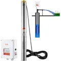 Produktbild: Tiefbrunnen-tauchpumpe, 2200 W, 230 V, 9,8 M3/h Durchfluss, 144 M Förderhöhe, Mit 19,4 M Kabel Und Externer Steuerbox, Edelstahl-wasserpumpen Für Industrielle Bewässerung Und Den Heimgebrauch - Vevor