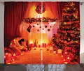 Produktbild: ABAKUHAUS Weihnachten Rustikaler Gardine, Noel New Years Theme, Schlafzimmer Kräuselband Vorhang mit Schlaufen und Haken, 280 x 175 cm, Orange