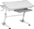 Produktbild: HOKO® Ergo-Study-Table COMPAKT. Manuell höhenverstellbar Kinderschreibtisch mit Verstellbarer Tischplatte, Weiß. Ergonomisches Sitzen für Kinder. JOJO