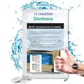 Produktbild: LevinQ 12x Tabletten Extra stark für Wasser Rudergerät wie WaterRower, Skandika, 1.5 Jahresbedarf + Handschuhe, Water Purification Tabletten gegen Algen, puritabs Maxi Sterinova