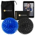 Produktbild: [IGELBÄLLE 2ER SET] Igelball Massageball Set - Massagebälle Set - Stachelball Massage Rücken, Beine, Füß - Igelball Hart Medium Inkl. GRATIS Video, Booklet & Tasche – Premium Massage Bälle