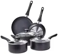 Produktbild: Amazon Basics 8-teiliges Kochgeschirrset, schwarz, Aluminium