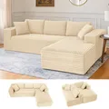 Produktbild: COMHOMASofa Big-Sofa, L-förmige Sofa, Couch Ecksofa, Chaiselongue Schlafsofa mit tiefer Sitzfläche und breiten Armlehnen, Cordstoff, Beige-L