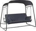 Produktbild: BELIANI Gartenschaukel Dunkelgrau Mesh Stahl mit Liegefunktion Verstellbar 3-Sitzer Modernes Design Hollywoodschaukel Outdoor Garten Terrasse