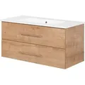 Produktbild: Fackelmann - Waschtischunterschrank Inkl. Keramikbecken B.perfekt / Soft-close-system / Maße (b X H X T): Ca. 103 X 51 X 48 Cm / Waschbeckenunterschrank & Waschtisch / Schrank: Braun / Becken: Weiß'-'84
