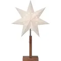 Produktbild: Standleuchte Stern Karo Mit Holzfuß – Weihnachtsstern Aus Papier, Fsc®-zertifiziert, E14 Fassung, 55 Cm Höhe, Warmes Licht Für Fenster & Wohnzimmer