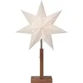 Produktbild: Standleuchte Stern Karo Mit Holzfuß – Weihnachtsstern Aus Papier, Fsc®-zertifiziert, E14 Fassung, 55 Cm Höhe, Warmes Licht Für Fenster & Wohnzimmer