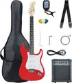 Produktbild: McGrey Rockit ST Komplettset E-Gitarre (8-teiliges Anfängerset mit Gitarre, Verstärker, Ersatzsaiten, Gitarrentasche, Stimmgerät, Plektren, Gurt und Gitarrenkabel) Fiesta Red