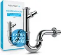 Produktbild: Bächlein Universal Röhrensiphon [extra lang] für Waschbecken & Waschtisch - mit Geräteanschluss - Chrom